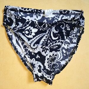 Body ID black and white paisley bikini bottom, size 12